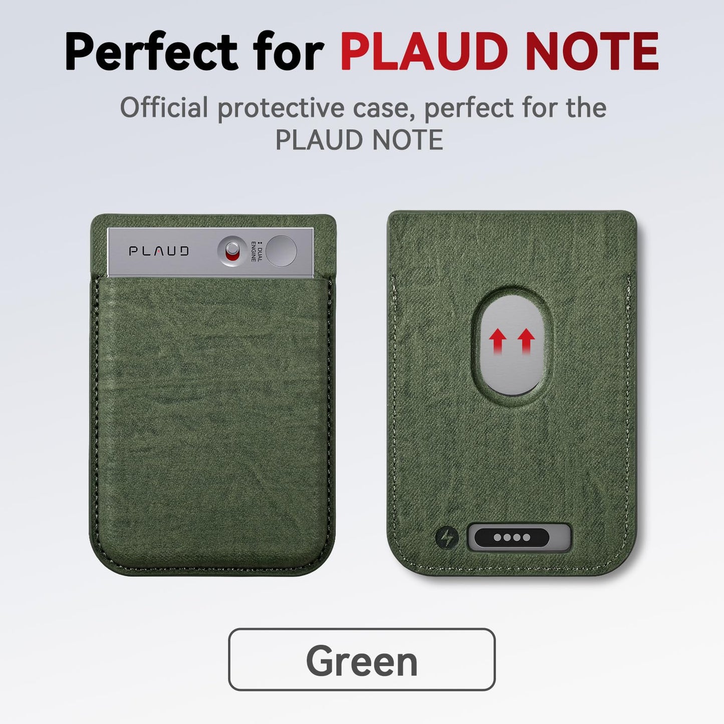 Magnetic Carrying Leather Case for PLAUD Note AI Voice Recorder – Thin Phone Wallet Attachment, Compatible with All Phone Sizes Green (Original Equipment Included, No Additional Purchases Needed)