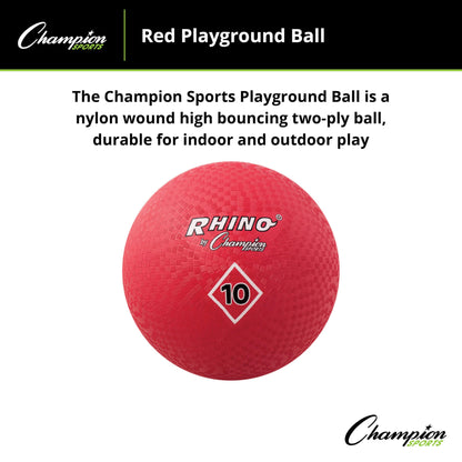 Champion Sports 10 Inch Playground Ball, Red