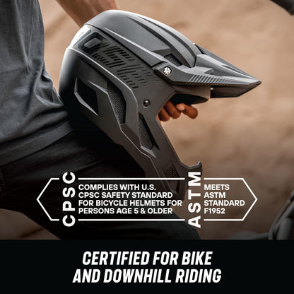 Mongoose Title Full Face Helmet, Medium, Durable ABS Shell, Chin Guard, Full Coverage Padding, Vents for Airflow, Pivoting Visor, Goggle Strap Channel, BMX and Mountain Bike Helmet for Adult or Teen