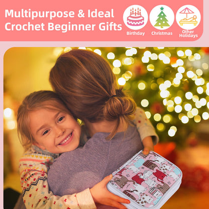 Katech Beginner Yarn for Crocheting and Knitting-Crochet Kit for Beginners Adults Kids Professionals-Crocheting Animals Kits-Includes 382 Yards Cotton Yarn Balls, Hooks, Accessories, Tutorials