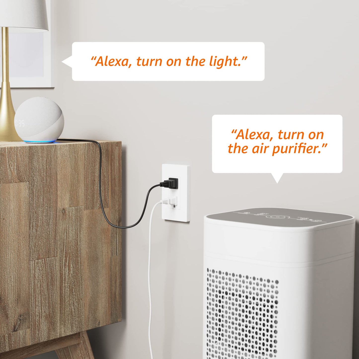 Amazon Basics Smart In-Wall Outlet, Works with Alexa Only, 2.4 GHz Wi-Fi, No Hub Required, White