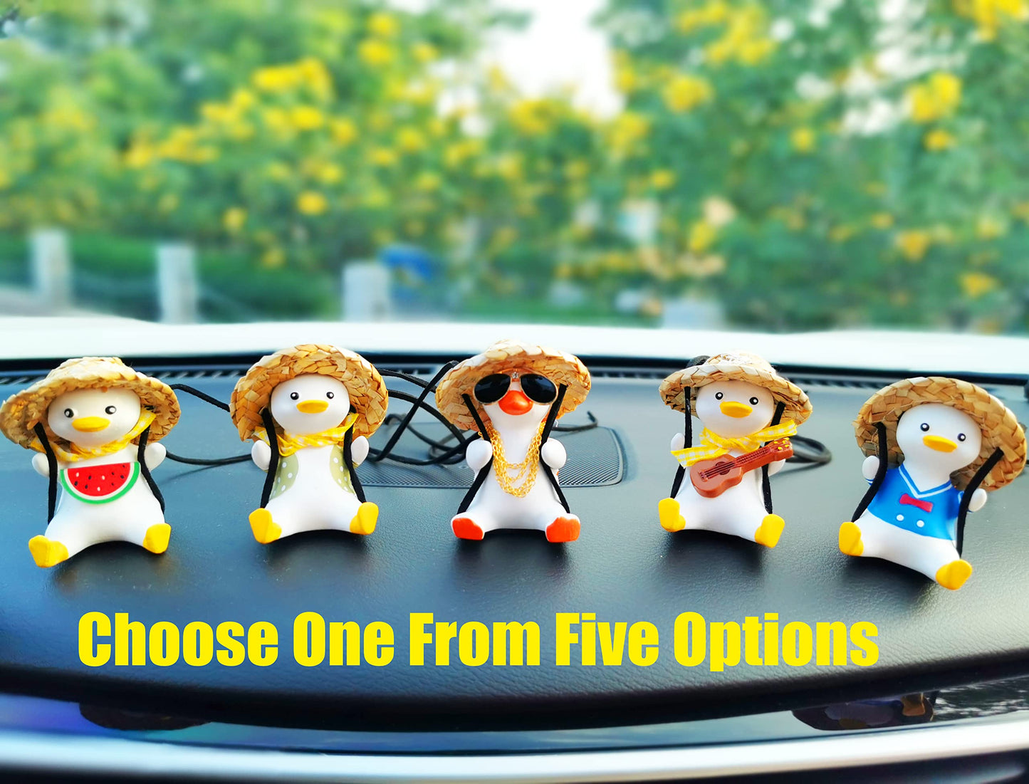 Qiwen Funny Swinging Duck Car Mirror Hanging Ornament - Cool Automotive Rearview Mirror Accessories for Men Women Teens, Cute Truck Car Pendant Charm Decor (Cool A)