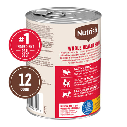 Nutrish Real Beef & Pumpkin Recipe Whole Health Blend Premium Paté Wet Dog Food, 13 oz. Can, 12 Count, Packaging May Vary (Rachael Ray)