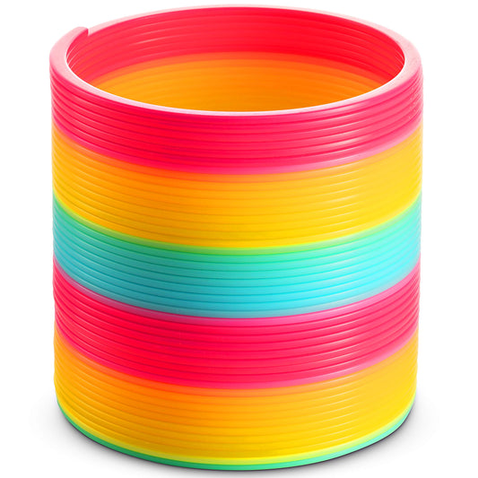 Jumbo Rainbow Spring Coil Toy - 6" Plastic Giant Spring Coil for Kids, Big Spring Toys for Boys and Girls, Neon Colorful Rainbow Coil Spring for Party Favor, Great for Prizes, Gifts, Birthday
