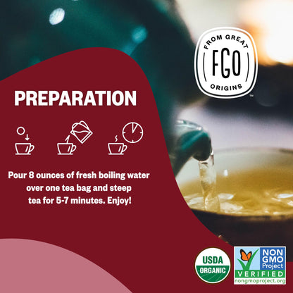 FGO Organic Hibiscus Herbal Tea, 40 Count, Eco-Conscious Tea Bags, Caffeine Free (Pack of 1)