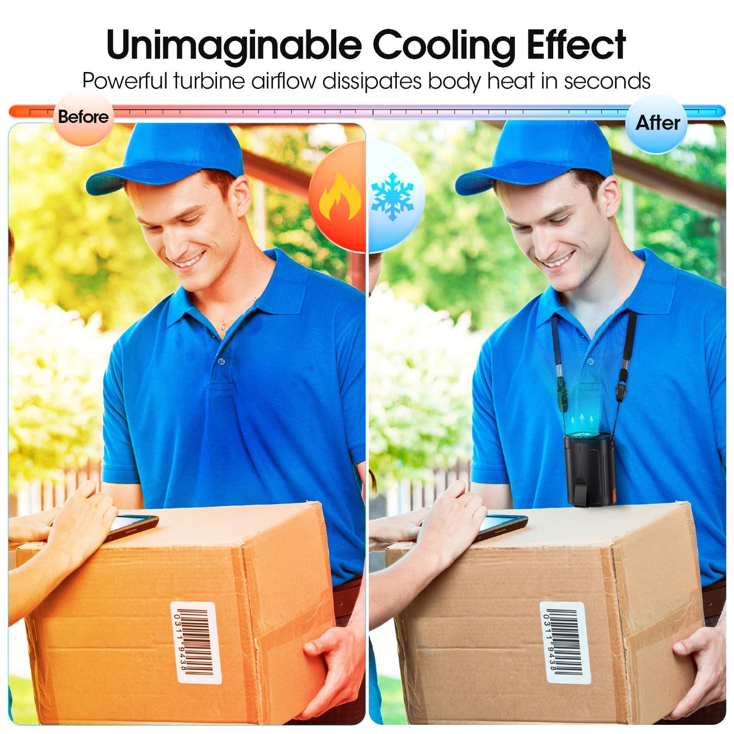 2025 AI Portable Fan Rechargeable, 4 Speeds 6600RPM Strong Airflow, Personal Waist Fan with up to 25H of Working Time, Hands-Free Hanging Neck Fan, Wearable Belt Fan for Camping, Outdoor, Jobsite