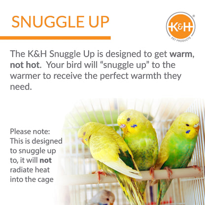 K&H Pet Products Snuggle-Up Bird Cage Heater, Bird Cage Accessory, Exotic Avian Warming Panel for Medium/Large Exotics Like Parrot, Cockatoo, Macaw, African Gray - Large 7 X 4in Gray 12V