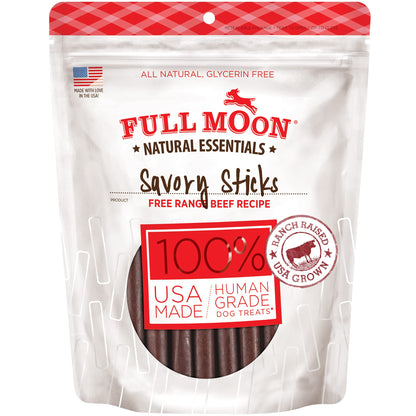 Full Moon All Natural Human Grade Dog Treats, Essential Beef Savory Sticks, 14 Ounce
