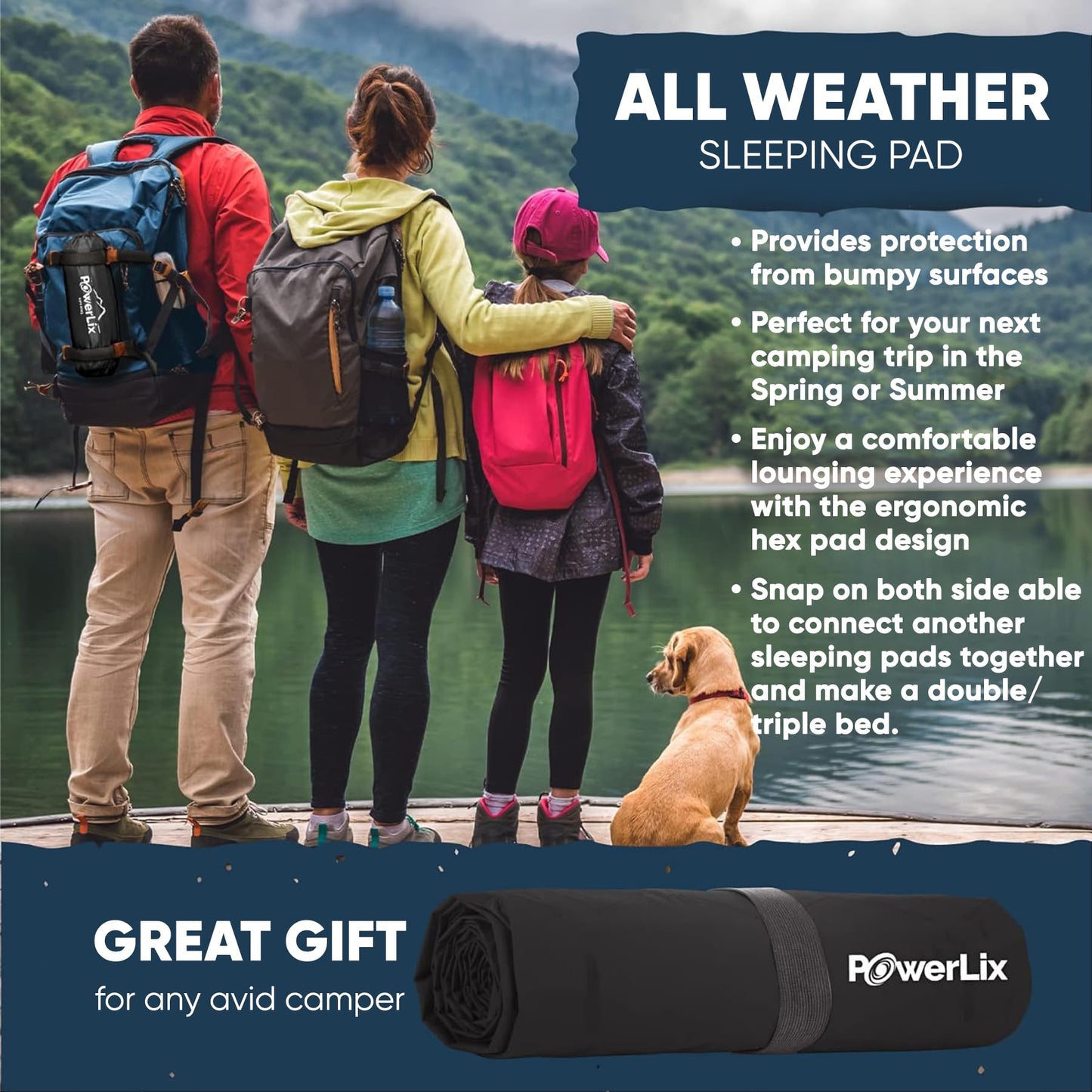 POWERLIX Ultralight Sleeping Pad for Camping with Inflating Bag– Compact Lightweight Camping Mat, Outdoor Backpacking Hiking Traveling Airpad Camping Air Mattress Sleeping Mat