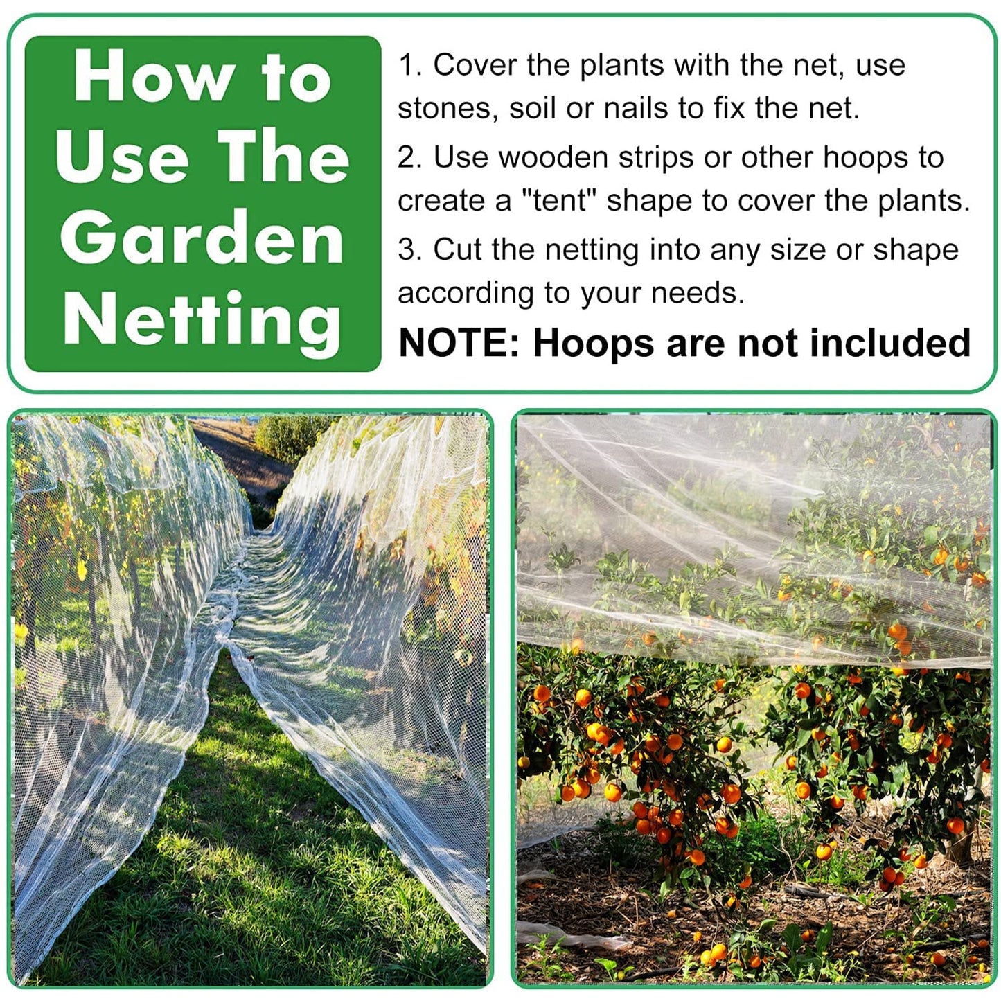 Mosquito Netting, 8 x 24 Ft Bird Netting for Garden Protection Insect Plant Covers for Vegetable Fruits, Garden Mesh Net Pest Barrier Protect Plant from Birds Bugs