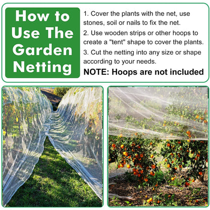 Mosquito Netting, 8 x 24 Ft Bird Netting for Garden Protection Insect Plant Covers for Vegetable Fruits, Garden Mesh Net Pest Barrier Protect Plant from Birds Bugs