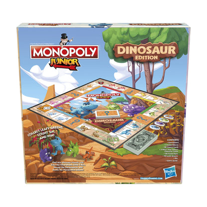 Hasbro Gaming Monopoly Junior Dinosaur Edition Game | Kids Board Games with Dino-Themed Toy Tokens | 2-4 Players for Boys & Girls | Ages 5+ (Amazon Exclusive)