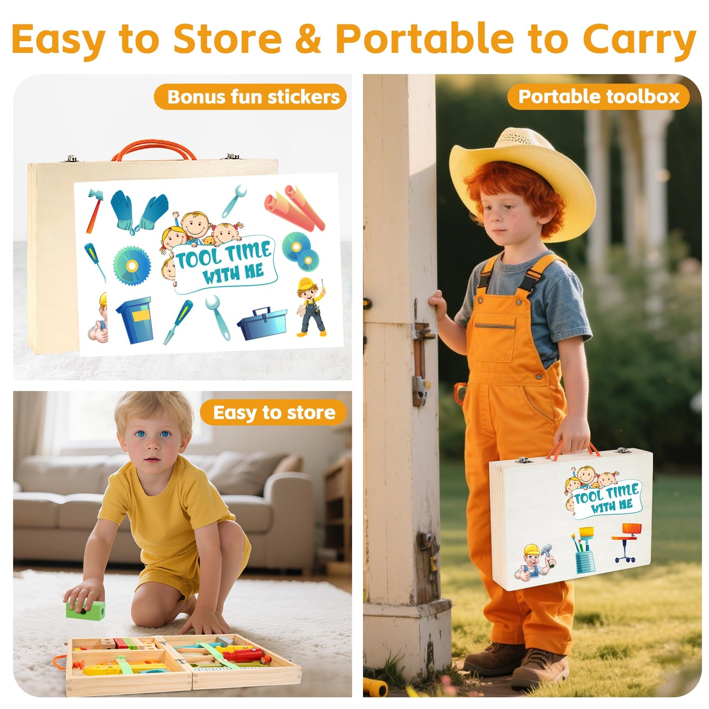 KIDWILL Kids Tool Set with Electric Drill & DIY Stickers, Toddler Tool Set for Kids Ages 3-5 Year Old Boys Girls, Pretend Play STEM Montessori Educational Construction Toys