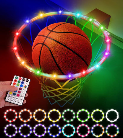 LED Basketball Hoop Light, Waterproof Super Bright Basketball Rim Lights,Remote Control 16 Colors and 7 Lighting Flicker Change, for Night Outdoor Basketball Games and Christmas Giftss