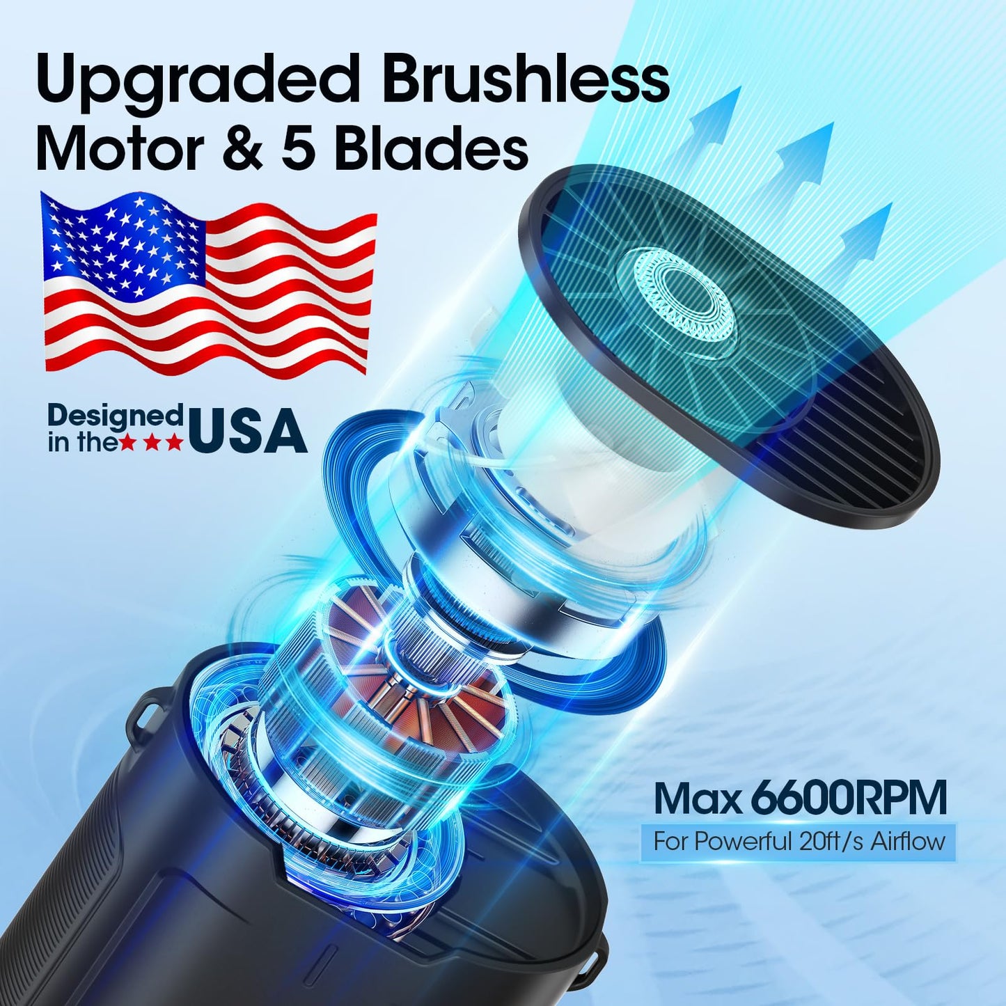 2025 AI Portable Fan Rechargeable, 4 Speeds 6600RPM Strong Airflow, Personal Waist Fan with up to 25H of Working Time, Hands-Free Hanging Neck Fan, Wearable Belt Fan for Camping, Outdoor, Jobsite