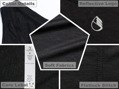 icyzone Open Back Yoga Tops for Women - Activewear Workout Clothes Exercise Fitness Tank Tops Gym Shirts(L, Black)