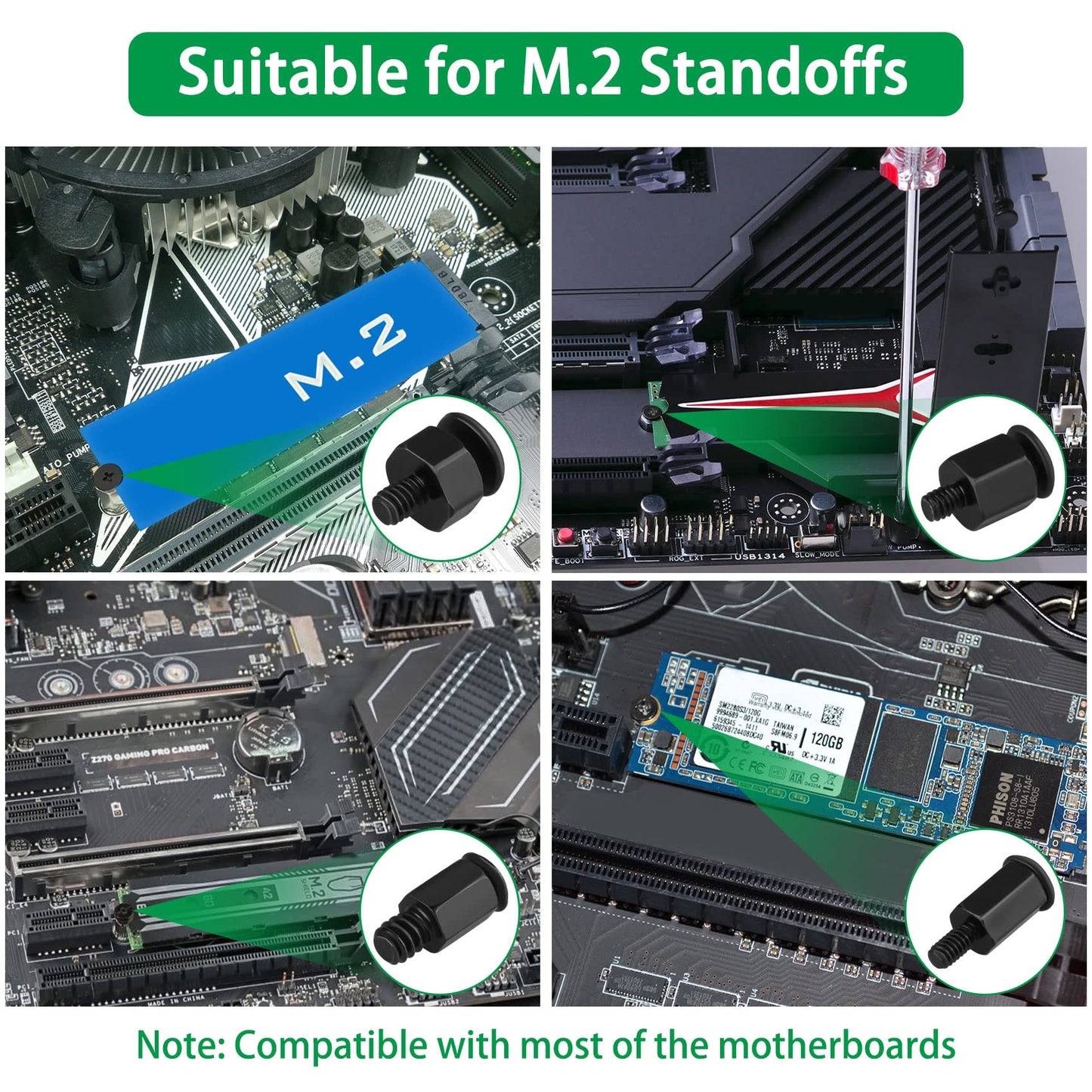 M.2 Screw Kit, 633PCS NVMe Screw M.2 SSD Mounting Kit-M2 M2.5 M3 Black Carbon Steel Laptop Notebook Computer Set with Screwdriver for Asus Gigabyte MSI Motherboards Compatible with IBM/HP/Dell