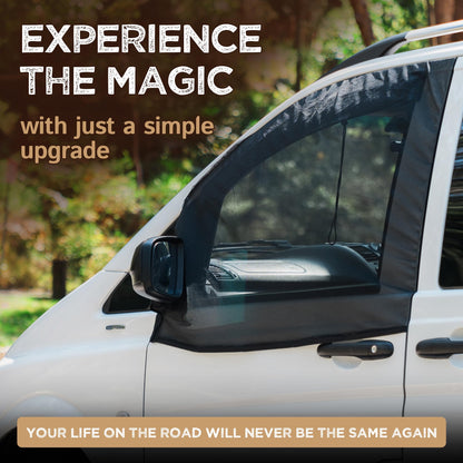 Living in a Bubble Magnetic Bug Screen for Front Doors (Pair), Universal Size for Sprinter, Metris, Ford Transit, and Other Vans & Cars - Car Living Essentials & Van Life Accessories
