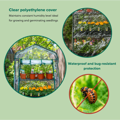 Gardman R687 4-Tier Mini Greenhouse, 27" Long x 18" Wide x 63" High Black