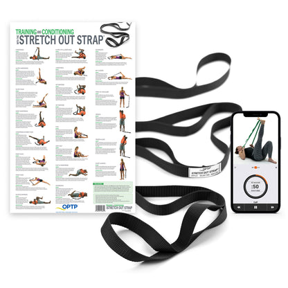 OPTP The Original Stretch Out Strap with Exercise Poster, USA Made Top Choice Stretch Out Straps for Physical Therapy, Yoga Stretching Strap or Knee Therapy (XL)