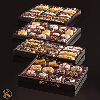 KREMERY Creamy Chocolate Cravings - Chocolate Covered Sandwich Cookies & Cream Gift Basket, in Elegant Gift Box (12 Cookies, Assorted Sweet Toppings) Food Assortments USA Made
