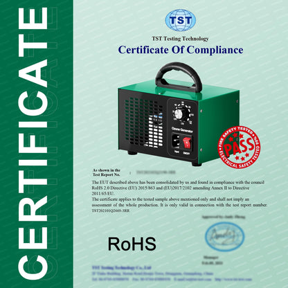 Ozone Generator 45,000mg/h, Industrial/Home O3 Air Purifier Deodorizer for Areas of 2500 Square Feet - High Capacity Ozone Machine Air Ionizer Odor Clean for Rooms, Smoke, Cars, Pets (Green)