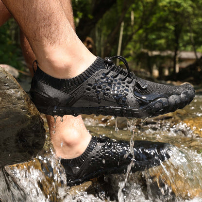 NORTIV 8 Mens Lightweight Barefoot Aqua Water Shoes for Outdoor Sports, Swim, Fishing, Hiking, Diving, Surf Walking, Black - 10 (TREKMAN-2)