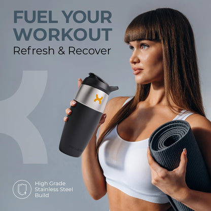 Promixx Pursuit Shaker Bottle - Single-Wall Stainless Steel Protein Shaker Bottle, Super Smooth Shakes, 32oz, Mulberry