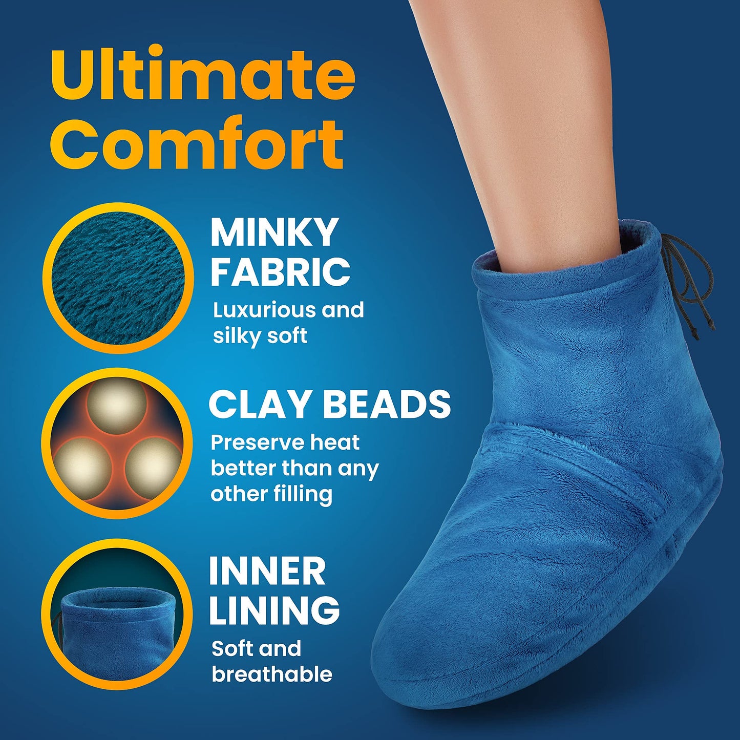 Microwaveable Booties and Feet Warmers - Deep-penetrating Heat for Relieving Foot Stiffness, Sore Muscles and Joints, Achilles tendinitis, Plantar Fasciitis - Slippers for Women & Men