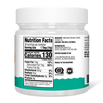 Amazon Grocery, Organic Virgin Coconut Oil, 15 Fl Oz (Previously Amazon Fresh, Packaging May Vary)