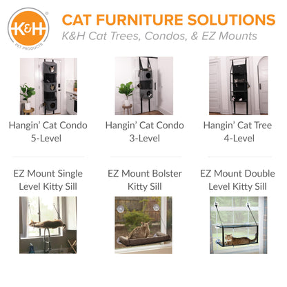 K&H Pet Products EZ Mount Cat Window Perch for Large Cats, Sturdy Kitty Sill Window Hammock Bed, Steel Frame, Sturdy Suction Cups, Washable Shelf Cover, Foldable - Fits 27"W X 23"H Glass Spaces