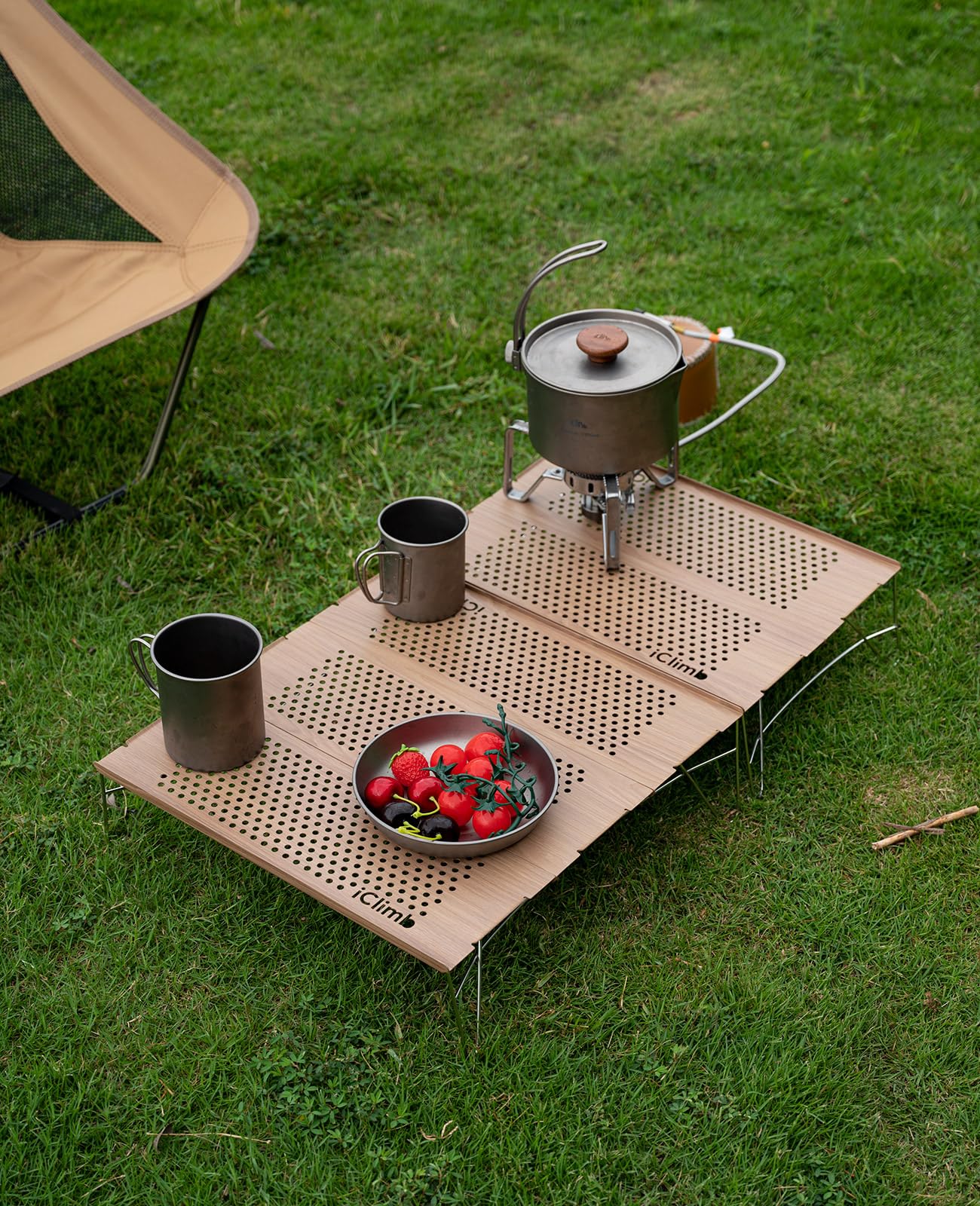 iClimb Mini Solo Folding Table Ultralight Compact for Backpacking Camping Hiking Beach Picnic (Nature - S)