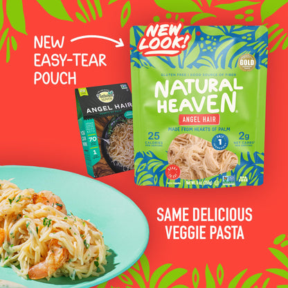 Natural Heaven Angel Hair Pasta, Hearts of Palm – Naturally Rich in Potassium, Low-Calorie Veggie Noodles, Keto & Gluten-Free Food, Vegan, 9 Oz EaNatural Heaven Angel Hair Pasta, Hearts of Palm – Naturally Rich in Potassium, Low-Calorie Veggie Noodles, Ke