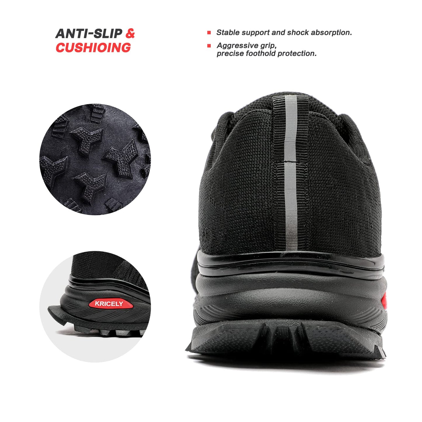 Kricely Men's Trail Running Shoes Fashion Hiking Sneakers for Men Black Tennis Cross Training Shoe Mens Casual Outdoor Walking Footwear Size 12