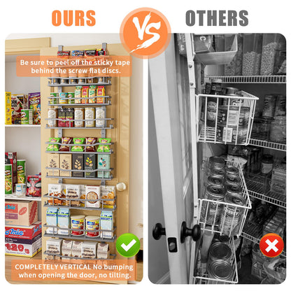 Over The Door Pantry Organizer, 9-Tier Over The Door Organizer with Adjustable Baskets, Metal Hanging Spice Rack for Pantry Organizers and Storage, Suitable for Kitchen Laundry Room & Bathroom, Black