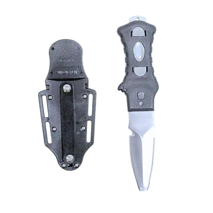 Scuba Choice Compact Stainless Steel Blunt Tip Dive Knife - 2.3" Plain Edge Blade with Ergonomic Nylon Handle, Durable for Scuba Diving, Snorkeling & Water Sports - Black/Silver