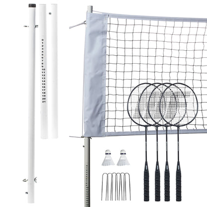 Franklin Sports Badminton Net Set - 4 Aluminum Rackets, 2 Birdies, Adjustable Net and Stakes - Backyard or Beach Badminton Set - Easy Setup - Professional