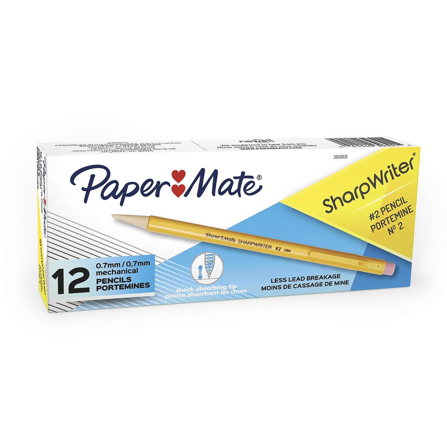 Paper Mate SharpWriter Mechanical Pencils, 0.7mm, HB #2, Yellow, 12 Count