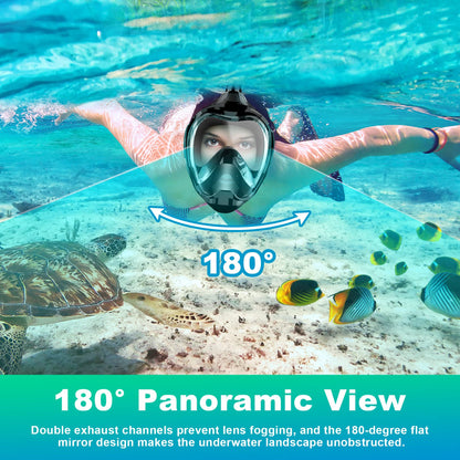 Zeeporte Dive Full Face Snorkel Mask, Snorkeling Gear for Adults Kids with Latest Dry Top Breathing System and Detachable Camera Mount, Foldable Mask with 180 Degree Panoramic View, Anti Leak&Fog