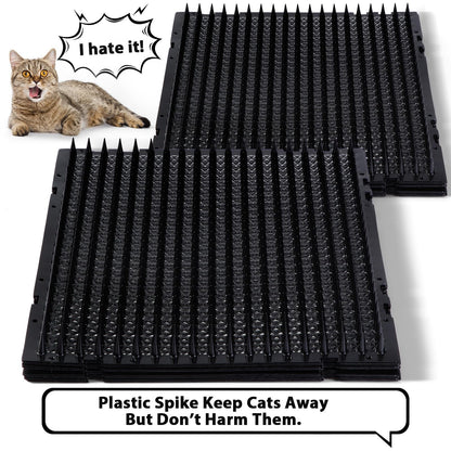 16 Pack Cat Repellent Outdoor Mat Cats Dogs Plastic Bendable Spiked Deterrent Training Repellent PET Mats with Spikes for Indoor Outdoor Supplies, 18.3 Square Feet, 16 x 13 Inch(Black)