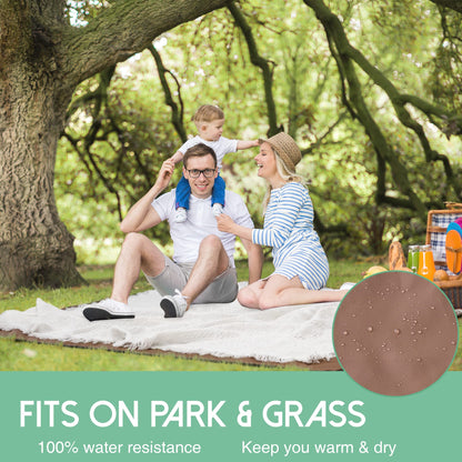 Picnic Blanket, 2 in 1 Outdoor Waterproof Throw Blanket, Large Foldable Beach Mat fit 4-6 Adults, Perfect for Yoga, Stadium , Car , Best Gift for Couple & Families