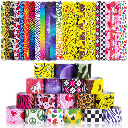 LovesTown Slap Bracelets for Kids, 48 PCS Snap Bracelets Bulk Party Favors Goodie Bag Stuffers Exchanging Gifts Classroom Prizes