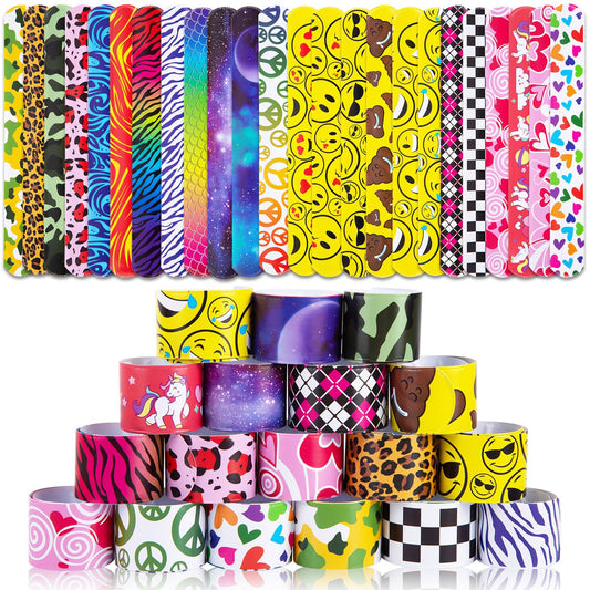 LovesTown Slap Bracelets for Kids, 48 PCS Snap Bracelets Bulk Party Favors Goodie Bag Stuffers Exchanging Gifts Classroom Prizes