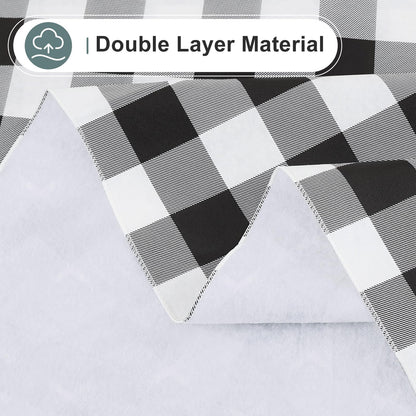 misaya Rectangle Waterproof Vinyl Table Cloth, Buffalo Flannel Backed Tablecloth, Wipeable Plastic Table Cover for Dinner, Kitchen, Outdoor (60" x 84", Black and White)