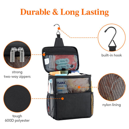 Lifewit Mesh Shower Caddy Bag Portable College Dorm Room Essentials Caddy Tote Basket for Bathroom, Gym, Travel, Camping Quick Dry Hanging Shower Organizer Toiletry Bag for Women Wen, Medium, Black