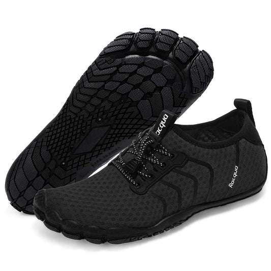 Racqua Water Shoes Quick Dry Barefoot Beach Aqua Sport Swim Surf Pool Hiking Diving Walking for Men Women Black 11 W/10 M