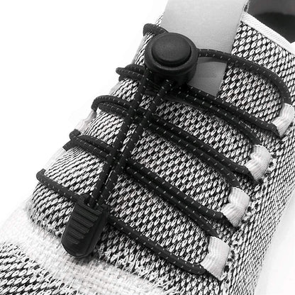 No Tie Shoelaces - Tieless Elastic Shoe Laces - Strong Lock Shoelaces for Sneakers - One Size Fits All for Adults and Kids(Black)