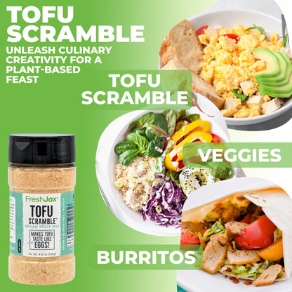 FreshJax Premium Gourmet Spices and Seasonings, Tofu Scramble Spice Mix (4.8oz Large Bottle) Vegan Plant-Based Tofu Seasoning, Organic Ingredients Gluten-Free Certified Kosher