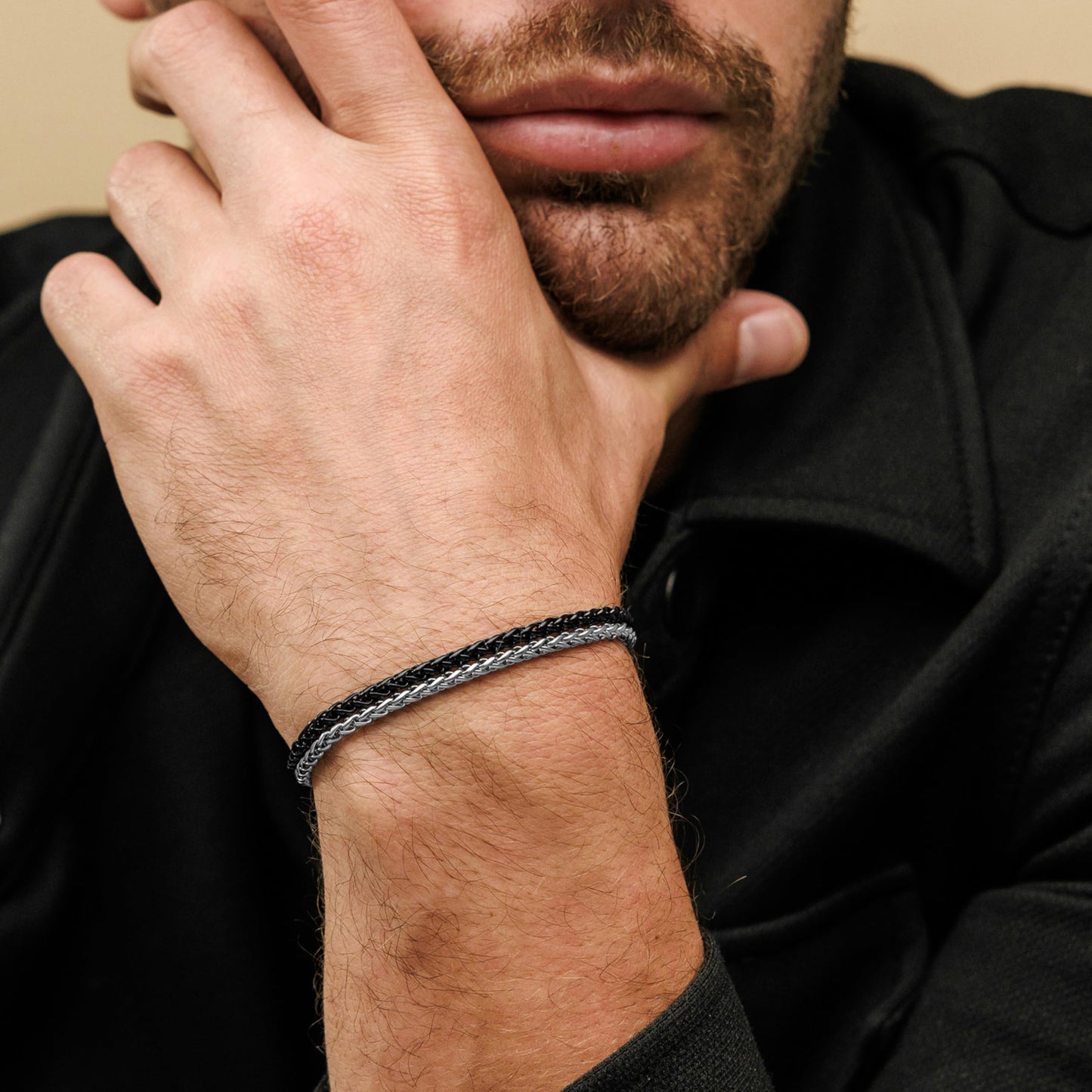 Galis Mens Bracelet - 7" Stainless Steel for Men, Non Tarnish Silver Plated Rope Chain Bracelets with Lobster Claw Clasp, To My Man Bracelets, Stylish Gifts for Dad, Husband, Boyfriend