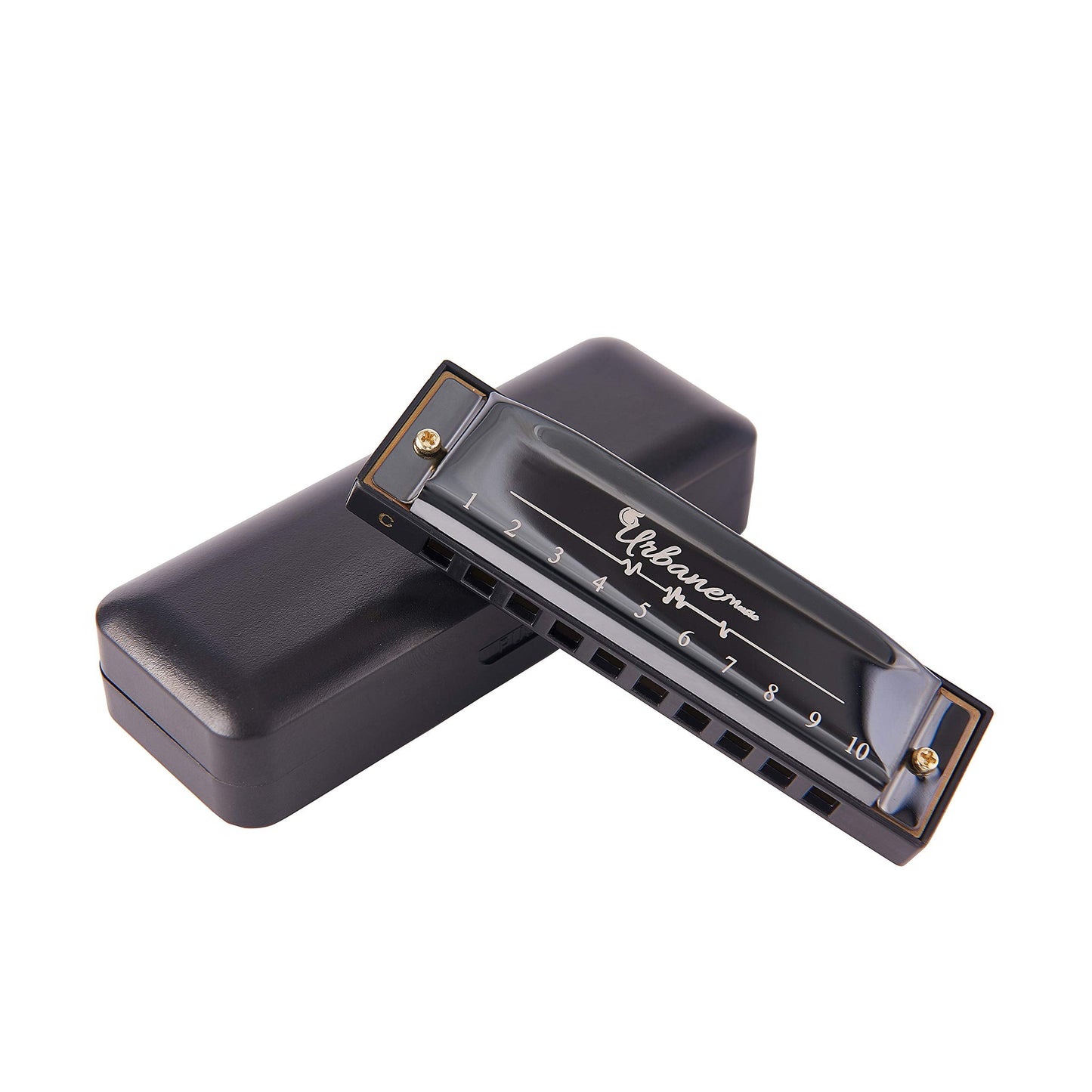 Harmonica 10 Holes 20 Tunes Mouth Organ Blues Deluxe Harmonica, Key of C for Beginner, Adults, Kids Gift, Black